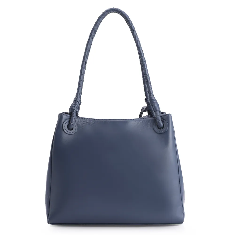 Bolsa Tote Tressê Couro Azul - imagem 3