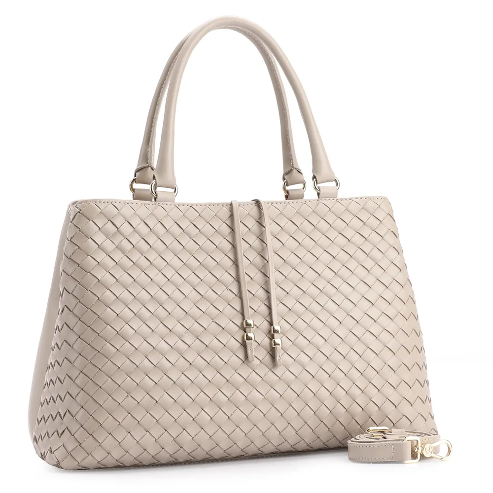 Bolsa Tote Tressê Couro Bege - imagem 2