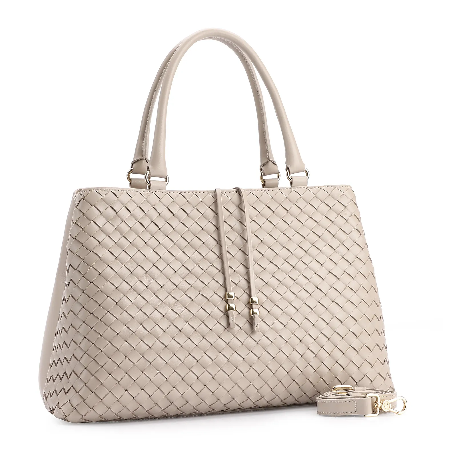 Bolsa Tote Tressê Couro Bege