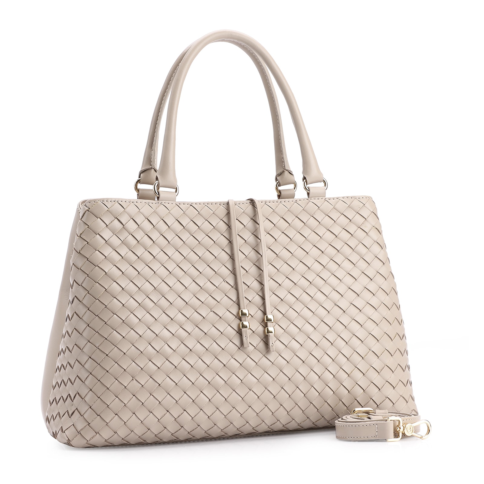 Bolsa Tote Tressê Couro Bege