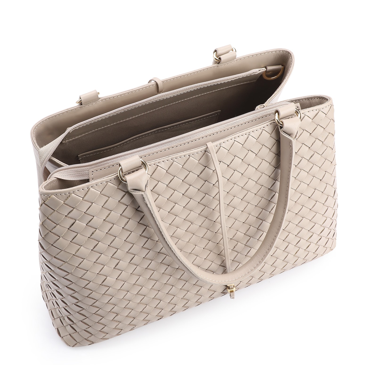 Bolsa Tote Tressê Couro Bege