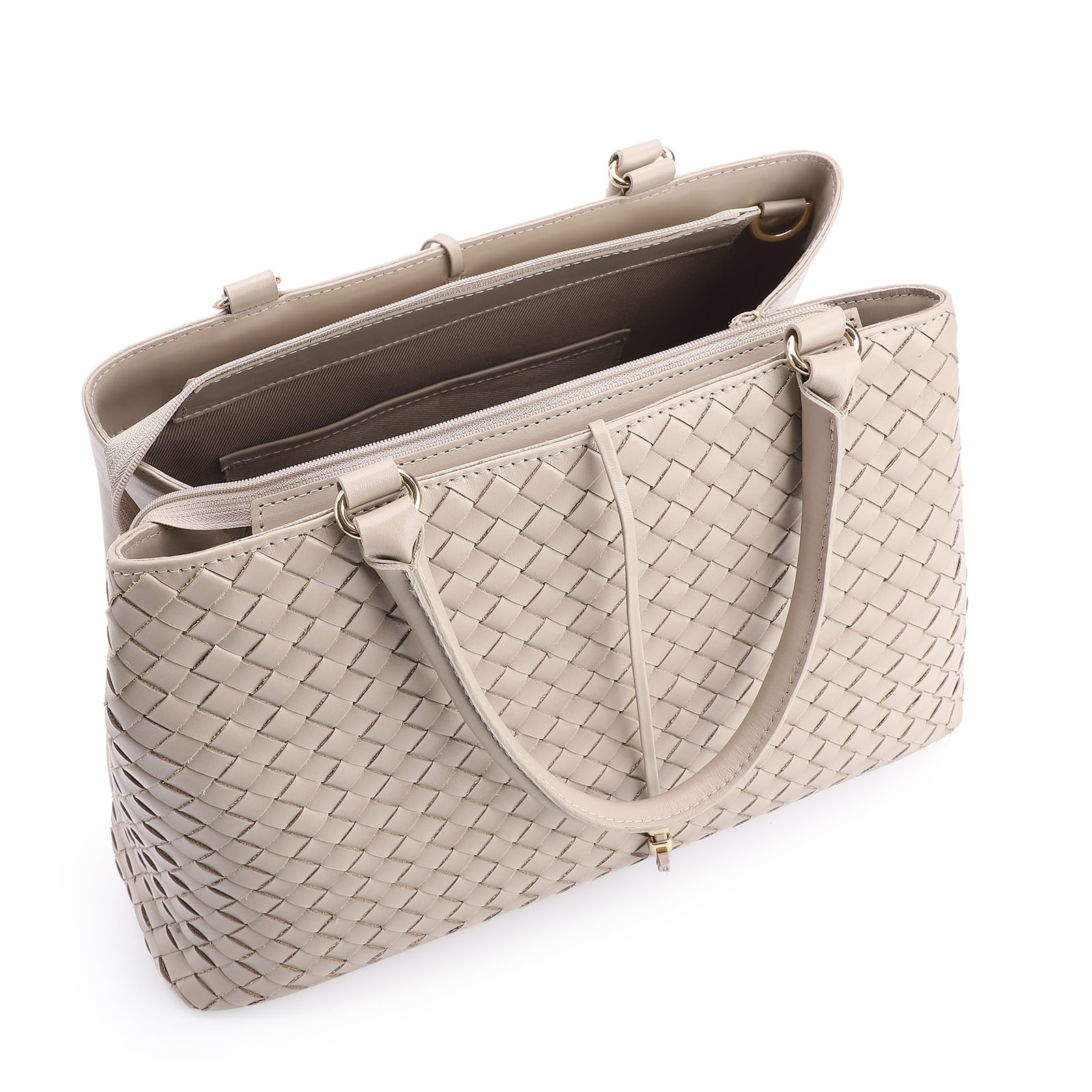 Bolsa Tote Tressê Couro Bege