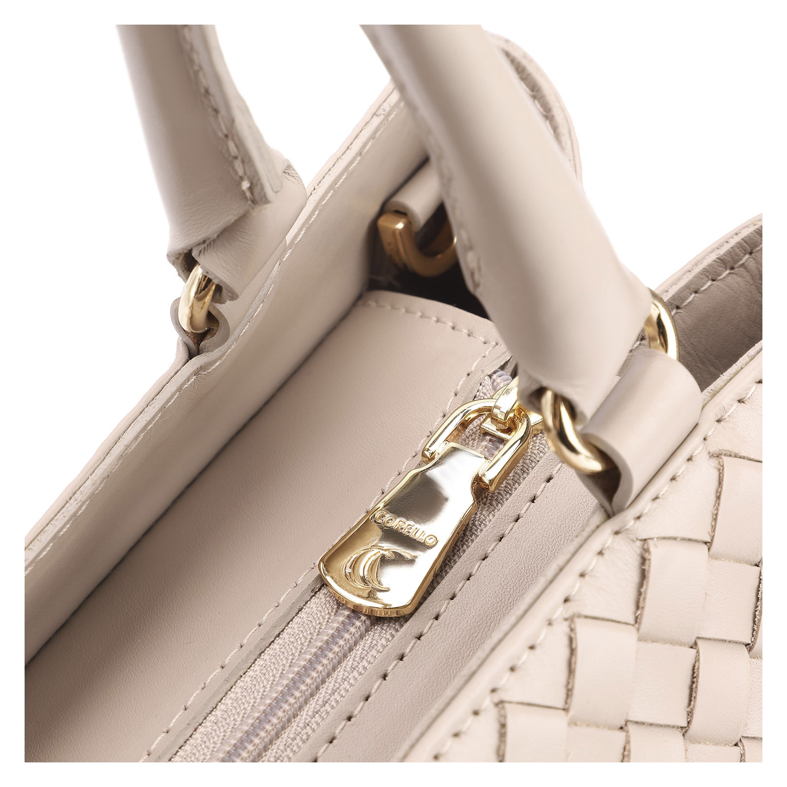 Bolsa Tote Tressê Couro Bege