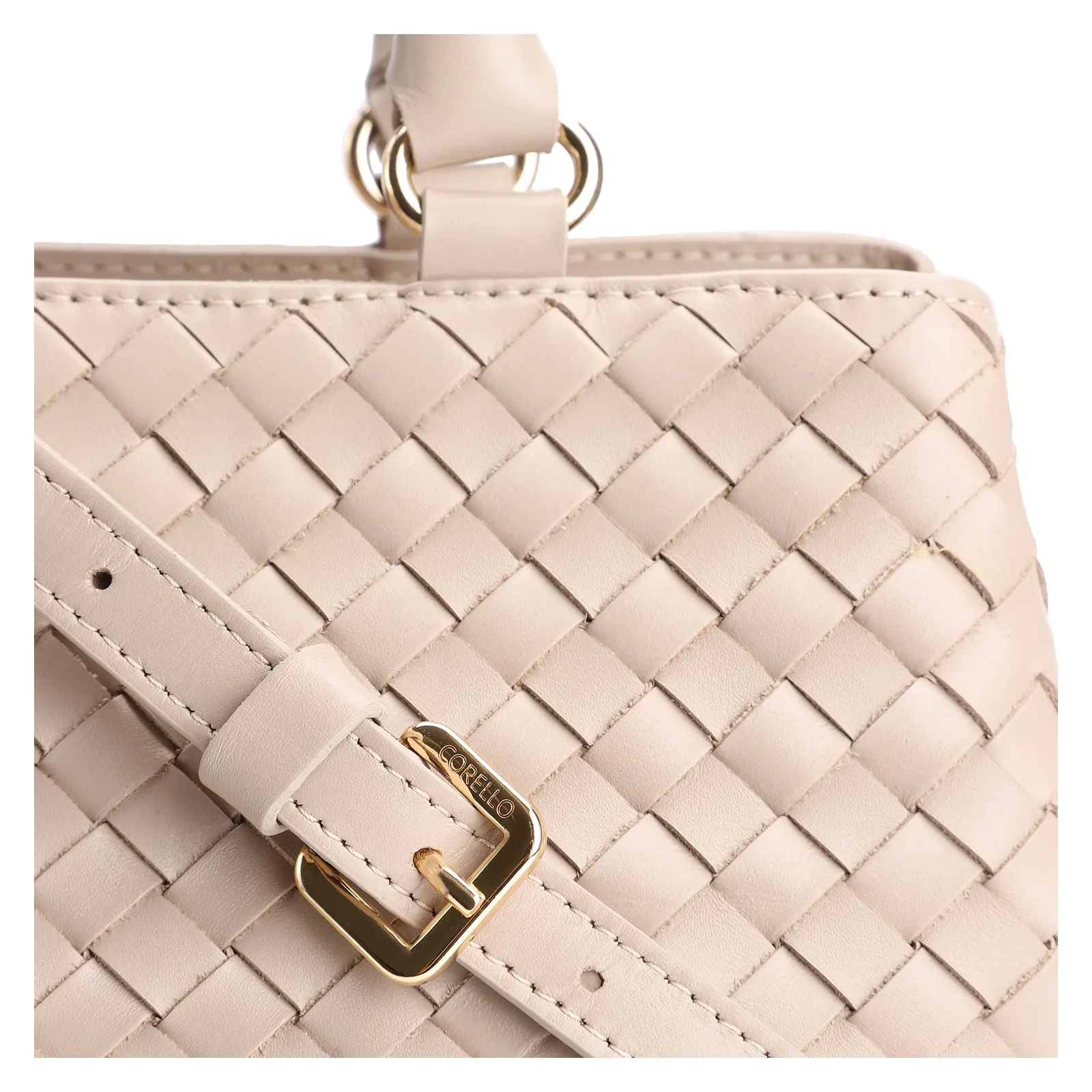 Bolsa Tote Tressê Couro Bege