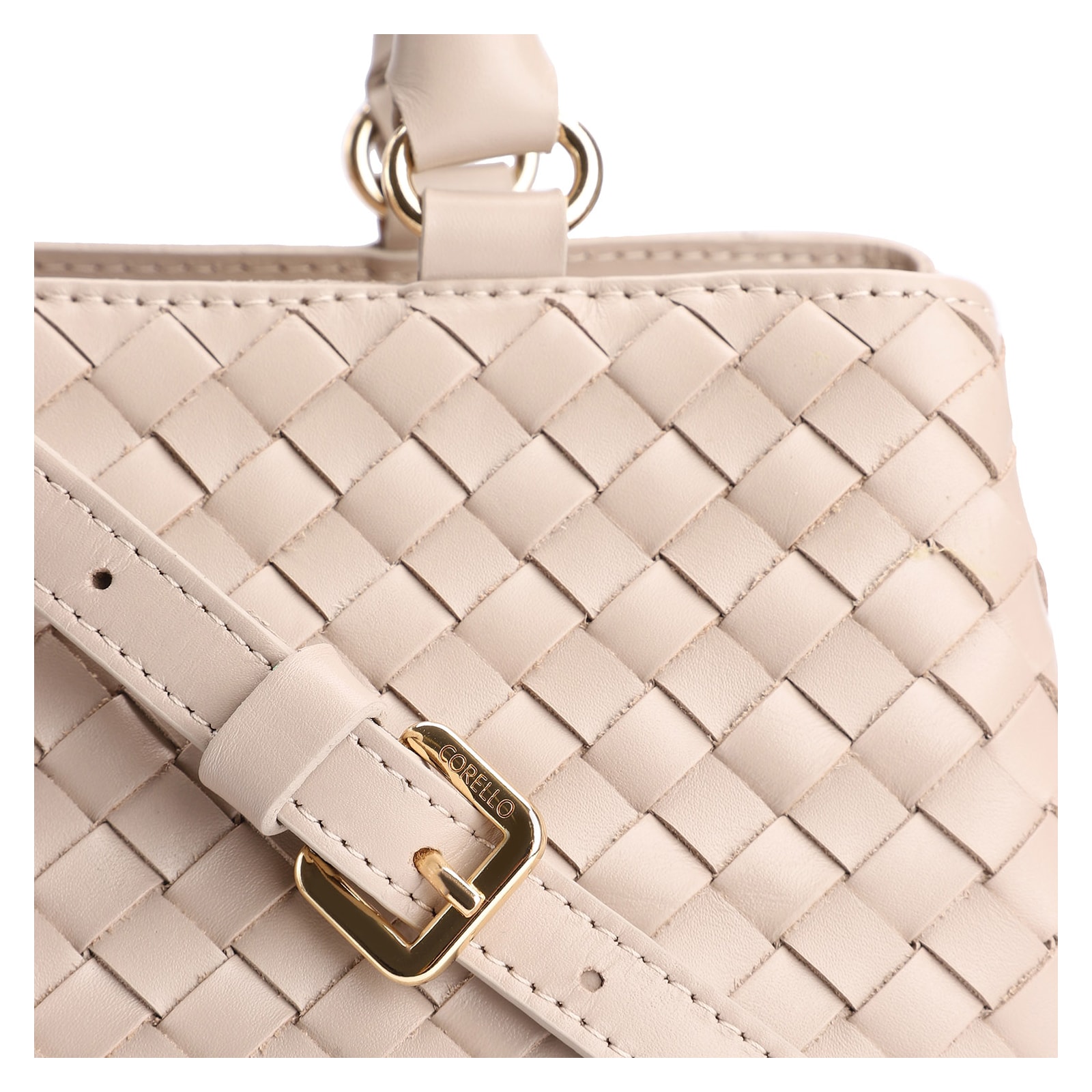 Bolsa Tote Tressê Couro Bege