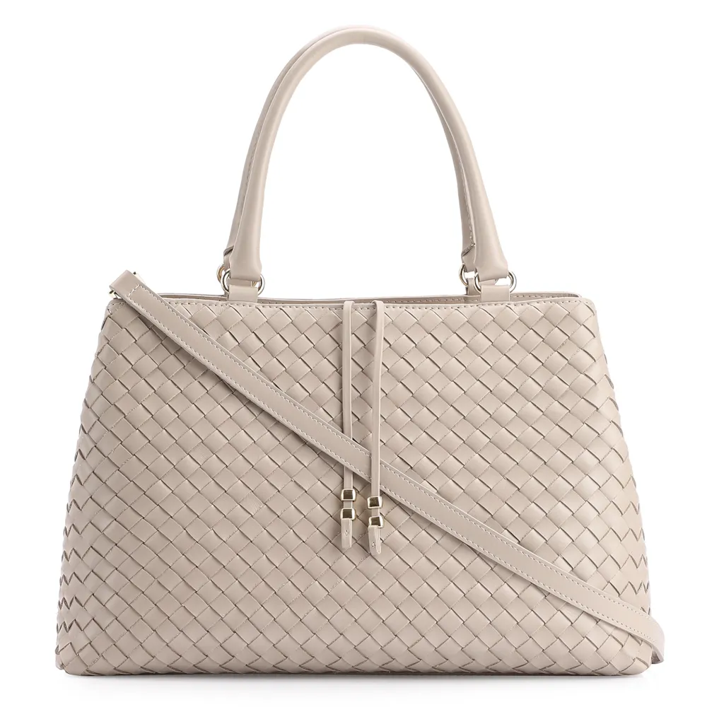 Bolsa Tote Tressê Couro Bege