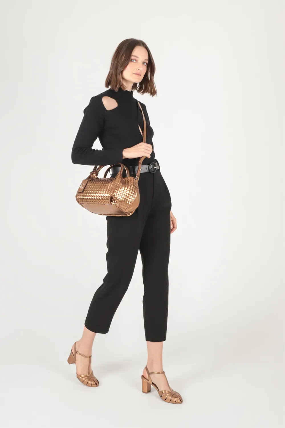 Bolsa Tote Tressê Couro Bronze - imagem 6
