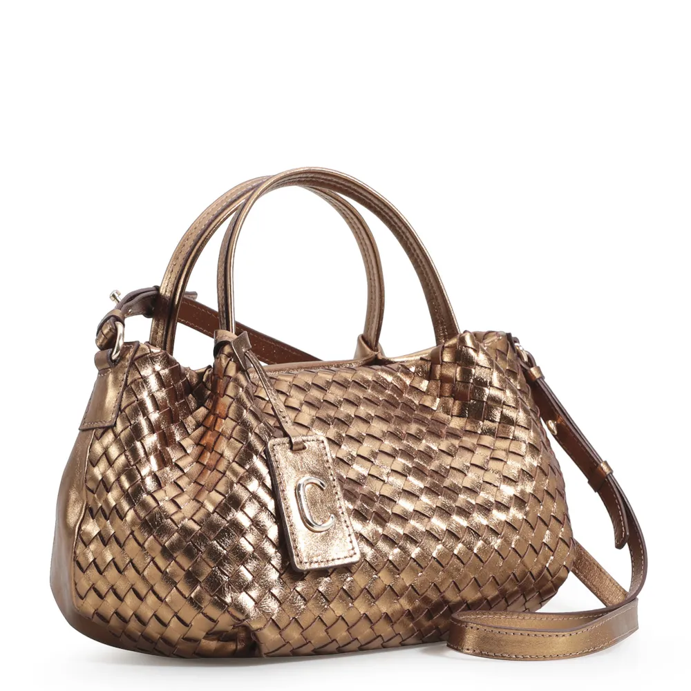 Bolsa Tote Tressê Couro Bronze - imagem 3