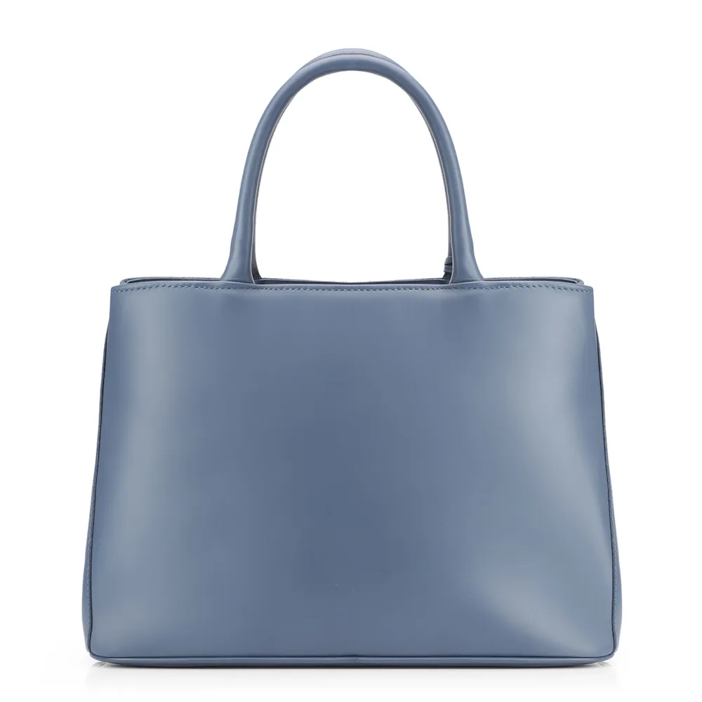 Bolsa Tote Tressê Couro Camurça/Couro Azul - imagem 3