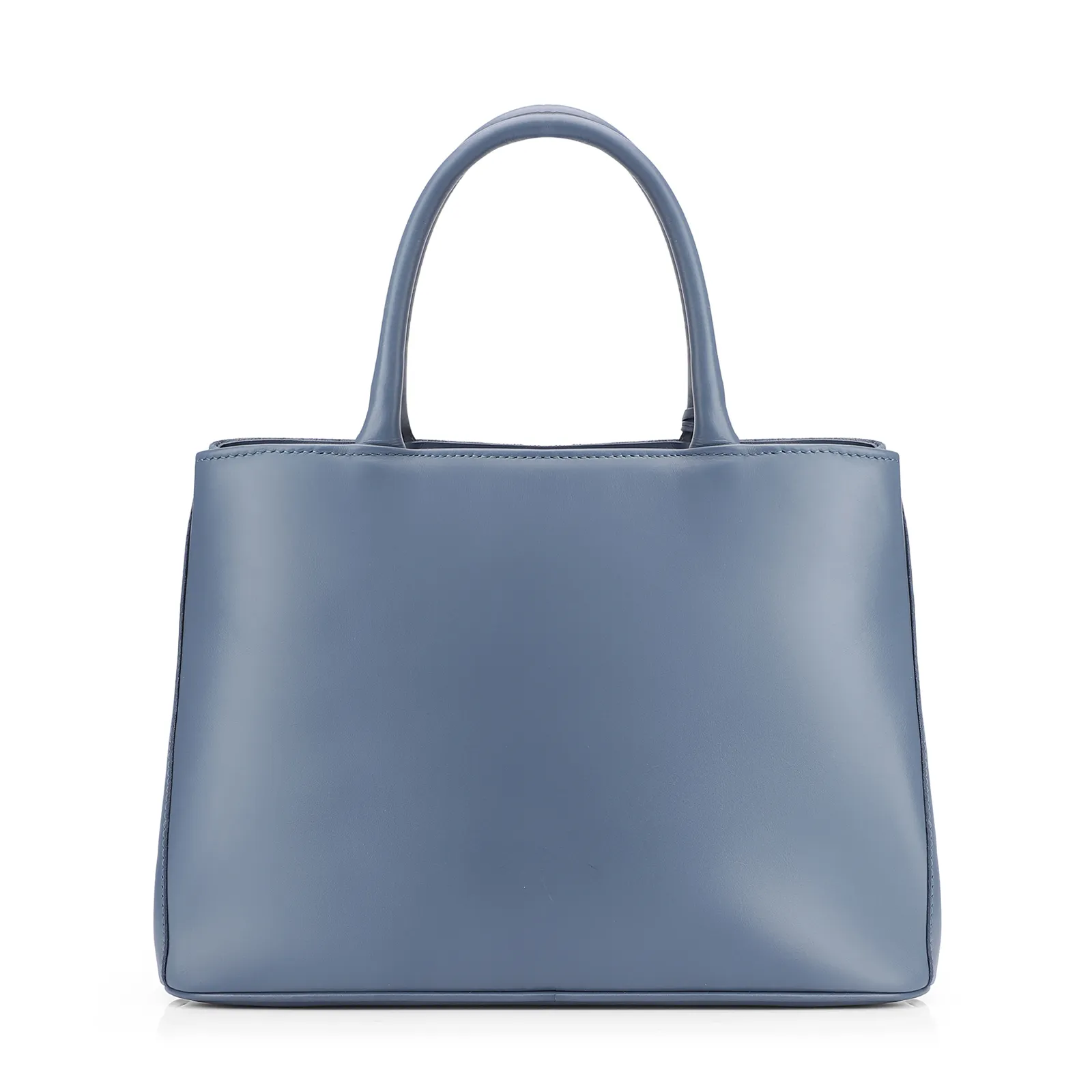 Bolsa Tote Tressê Couro Camurça/Couro Azul