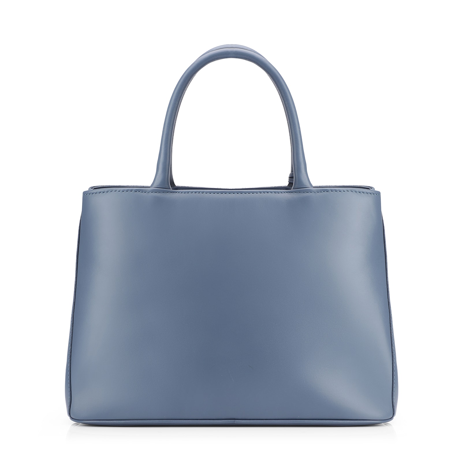 Bolsa Tote Tressê Couro Camurça/Couro Azul