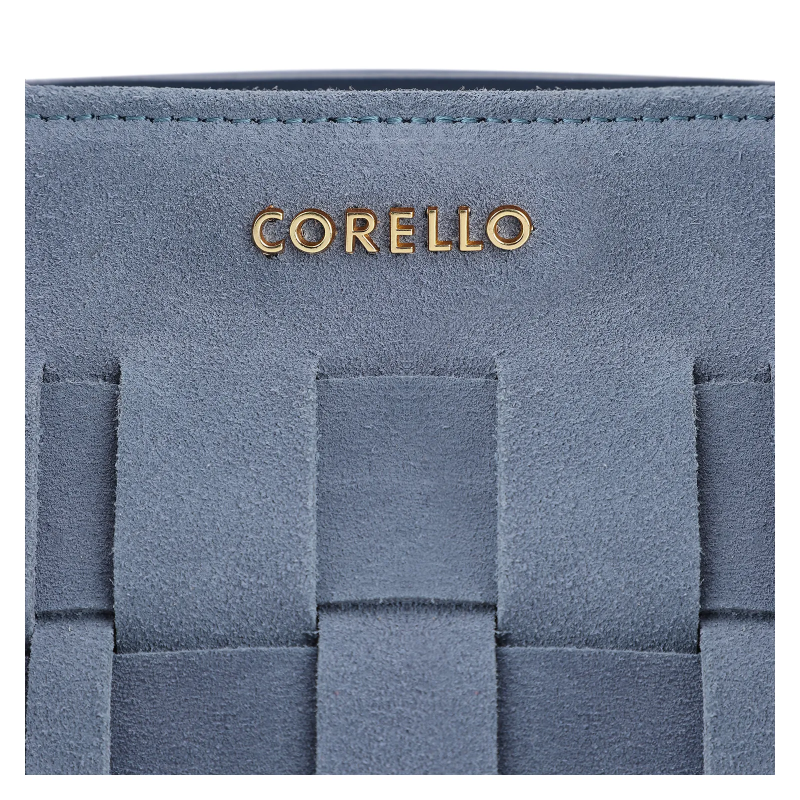 Bolsa Tote Tressê Couro Camurça/Couro Azul