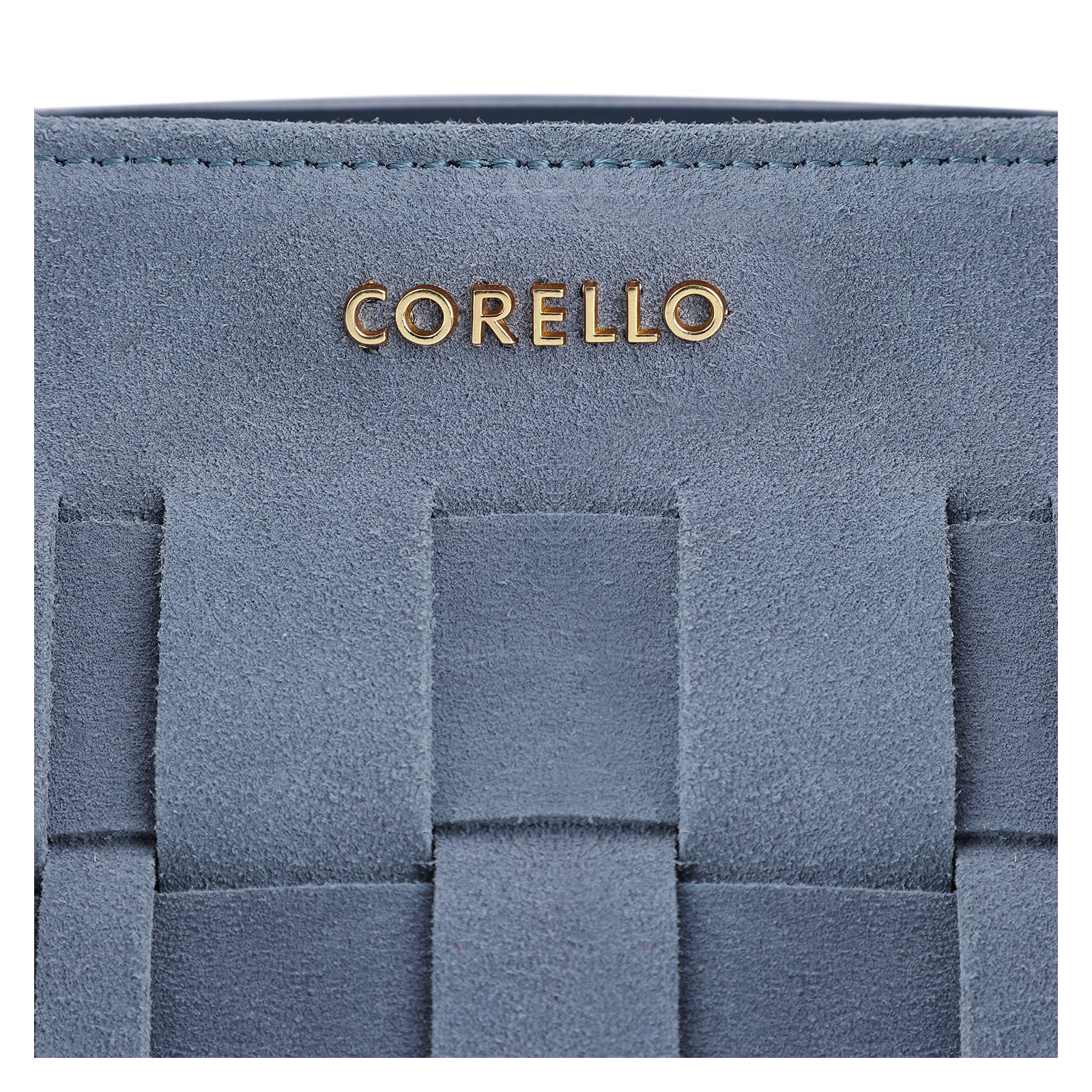 Bolsa Tote Tressê Couro Camurça/Couro Azul