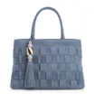 Bolsa Tote Tressê Couro Camurça/Couro Azul - imagem 1