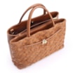 Bolsa Tote Tressê Couro Camurça/Couro Marrom Claro - imagem 4