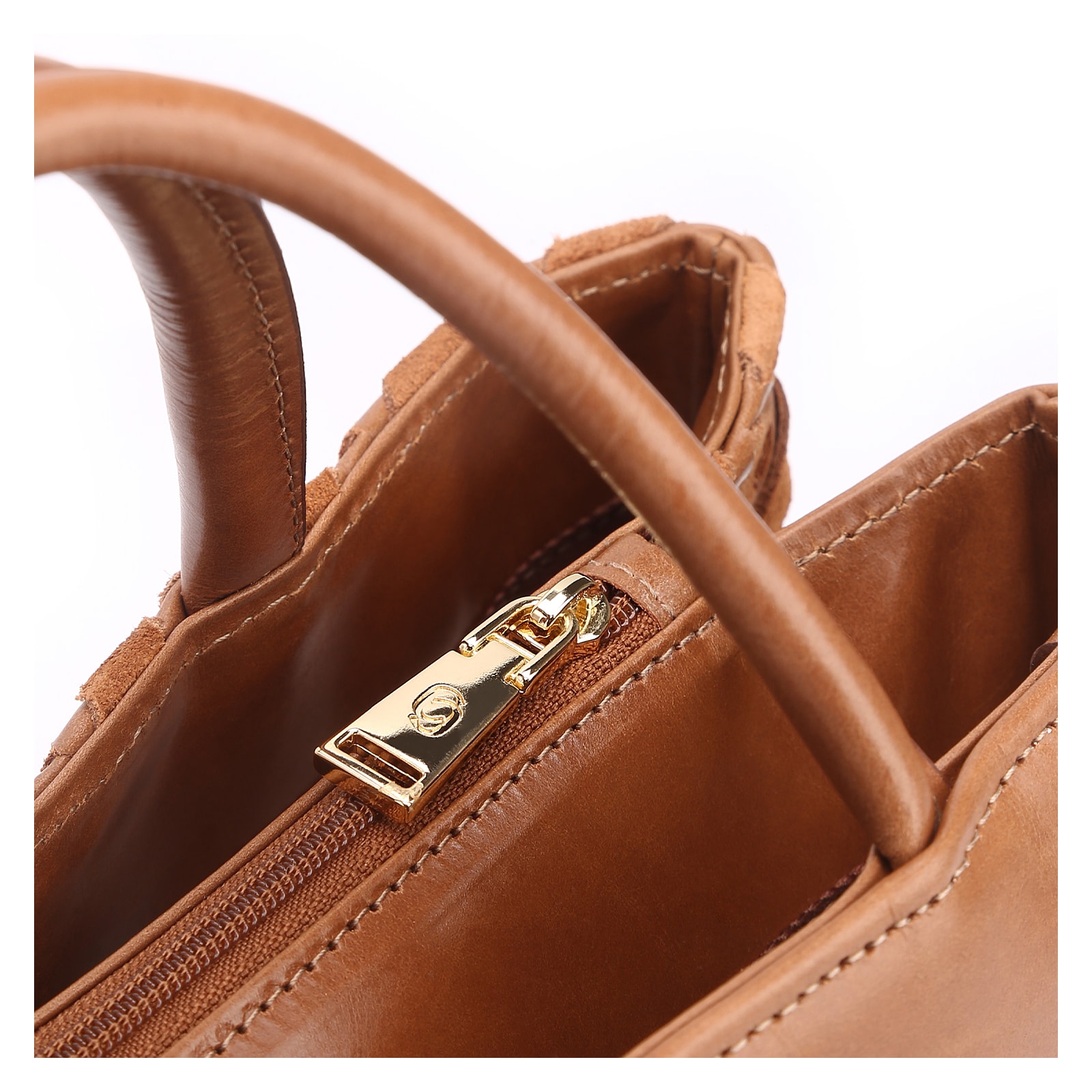 Bolsa Tote Tressê Couro Camurça/Couro Marrom Claro