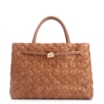 Bolsa Tote Tressê Couro Camurça/Couro Marrom Claro - imagem 1