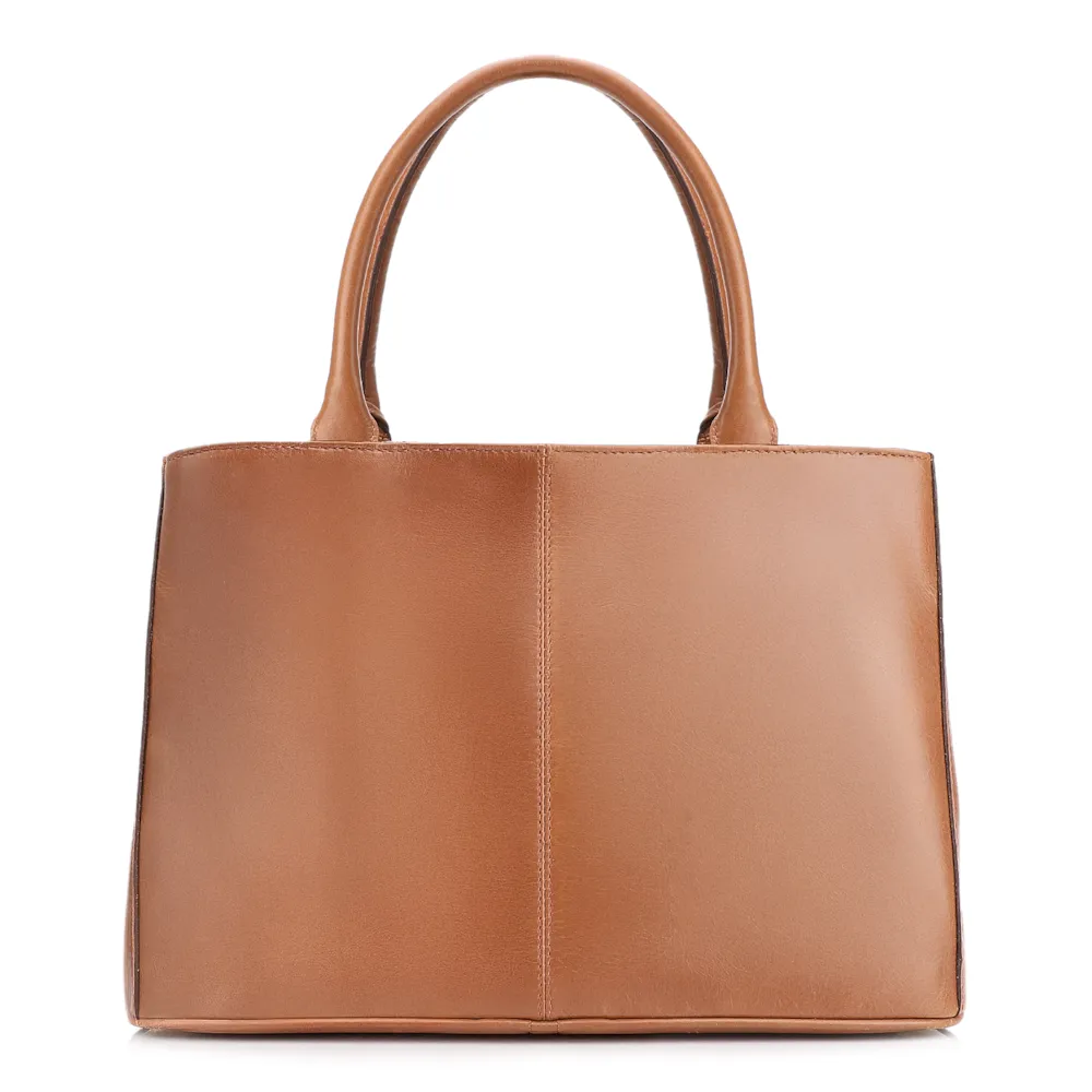 Bolsa Tote Tressê Couro Camurça/Couro Marrom Claro - imagem 4