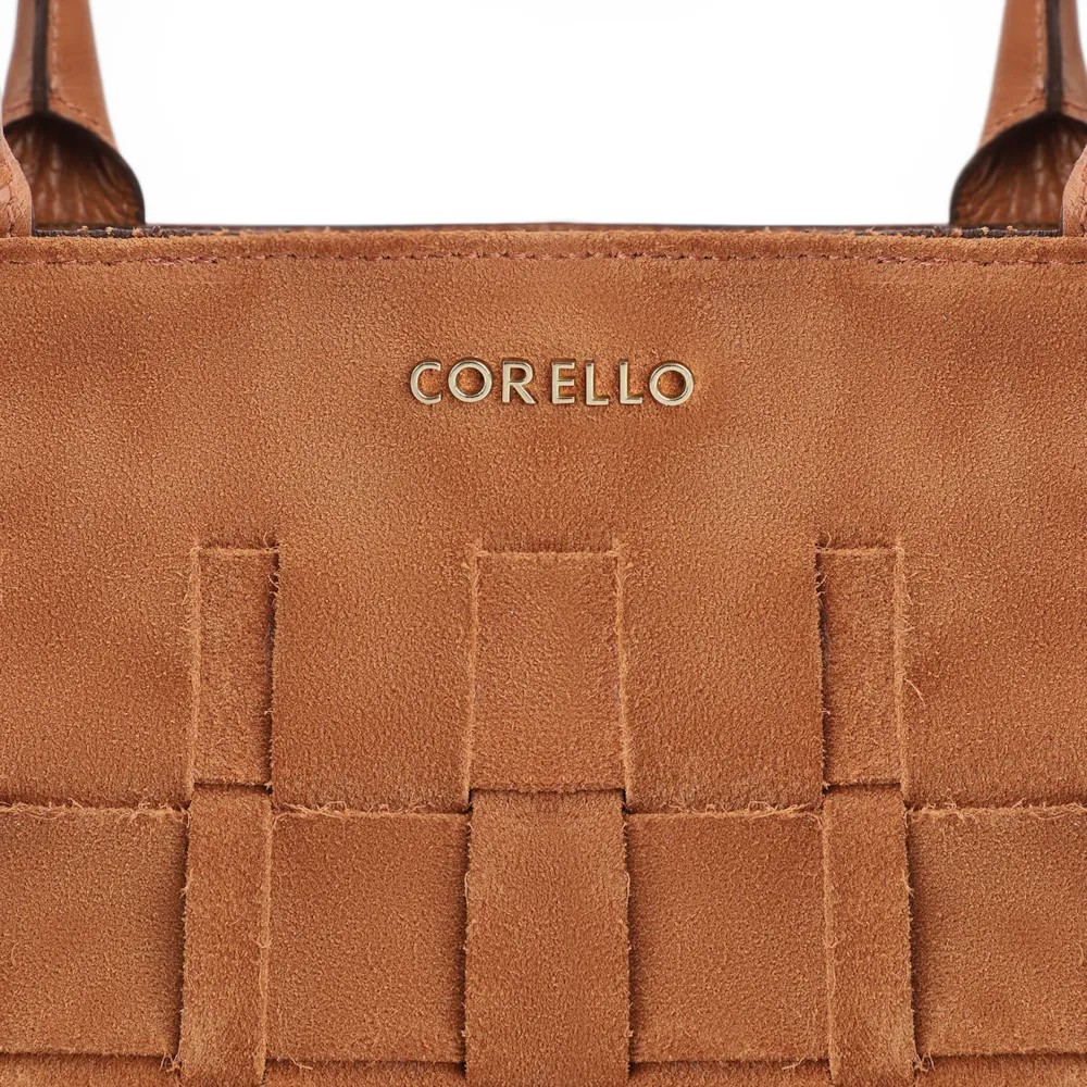 Bolsa Tote Tressê Couro Camurça/Couro Marrom Claro - imagem 7