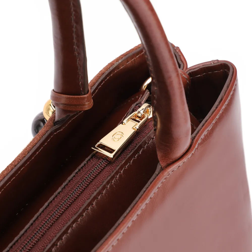 Bolsa Tote Tressê Couro Camurça/Couro Marrom Escuro - imagem 5