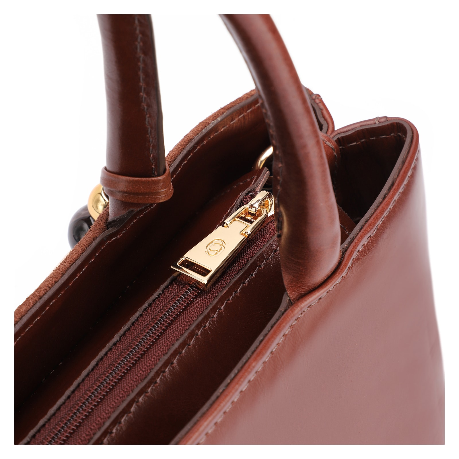 Bolsa Tote Tressê Couro Camurça/Couro Marrom Escuro