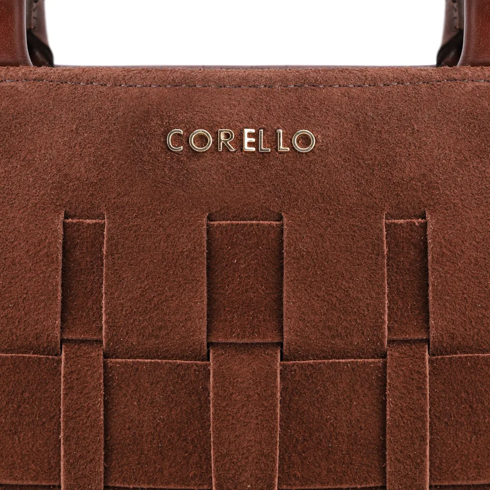 Bolsa Tote Tressê Couro Camurça/Couro Marrom Escuro - imagem 6