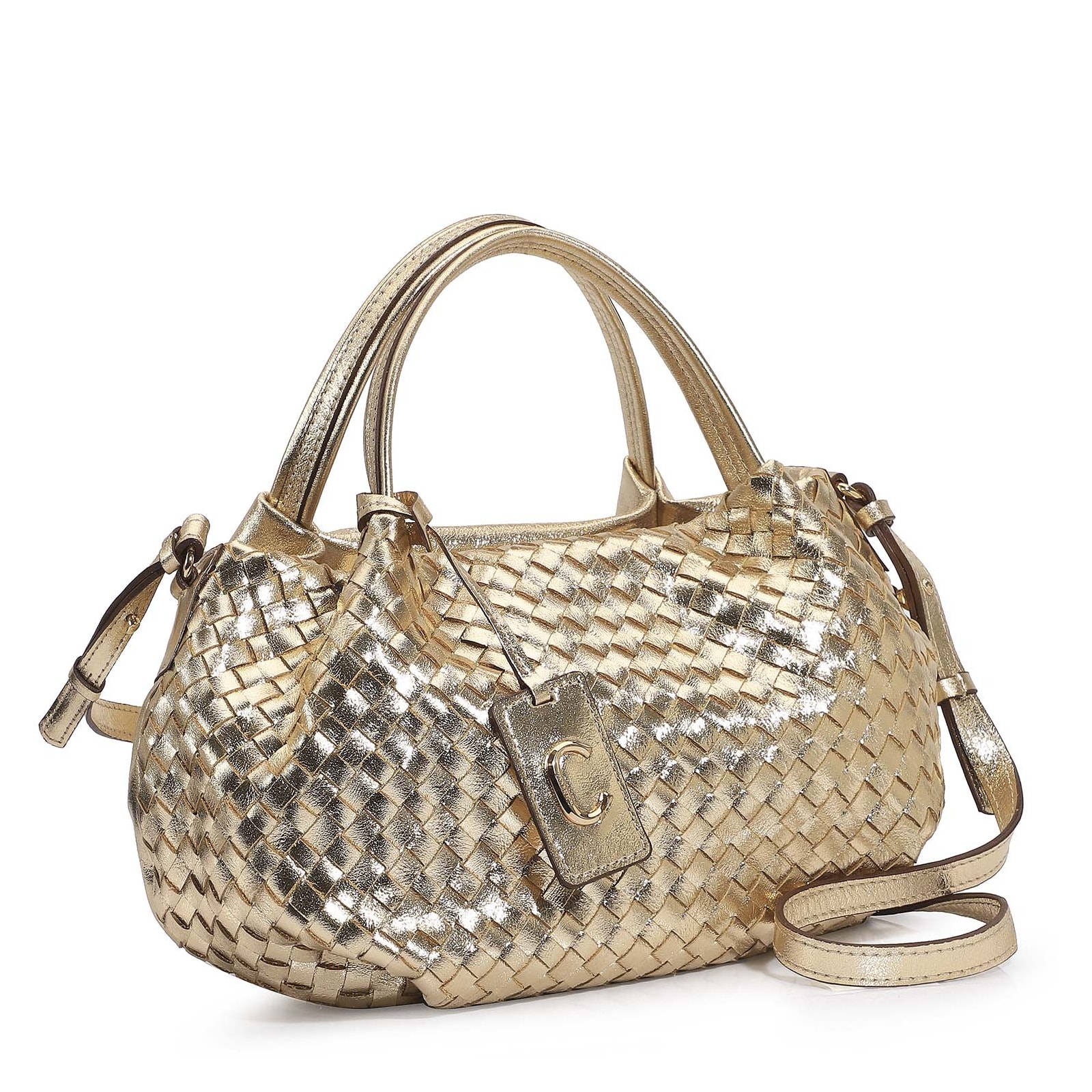 Bolsa Tote Tressê Couro Champagne