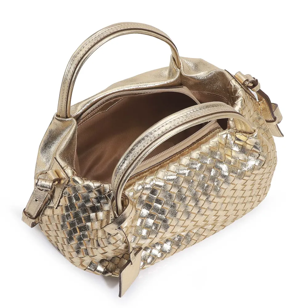 Bolsa Tote Tressê Couro Champagne - imagem 5
