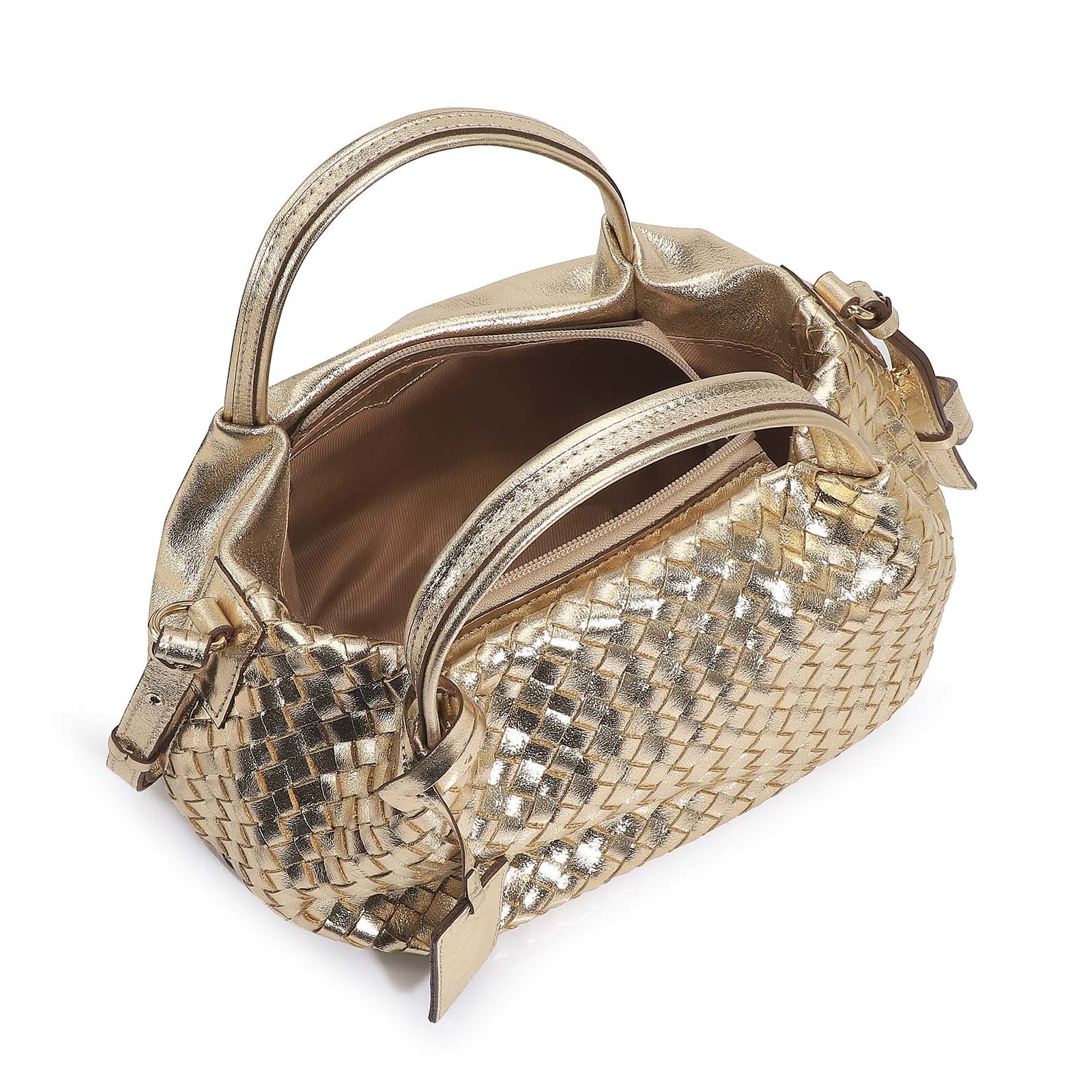 Bolsa Tote Tressê Couro Champagne