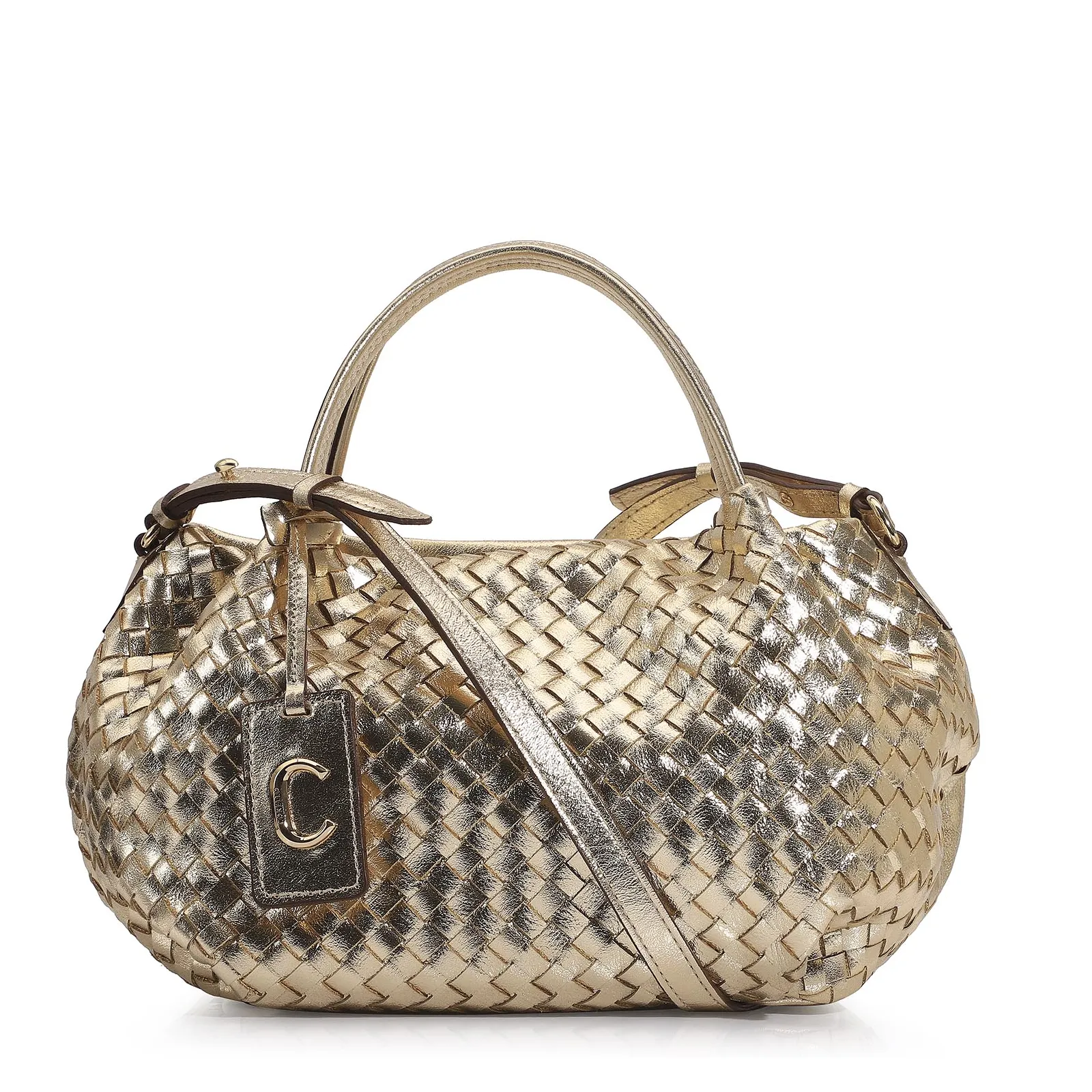 Bolsa Tote Tressê Couro Champagne