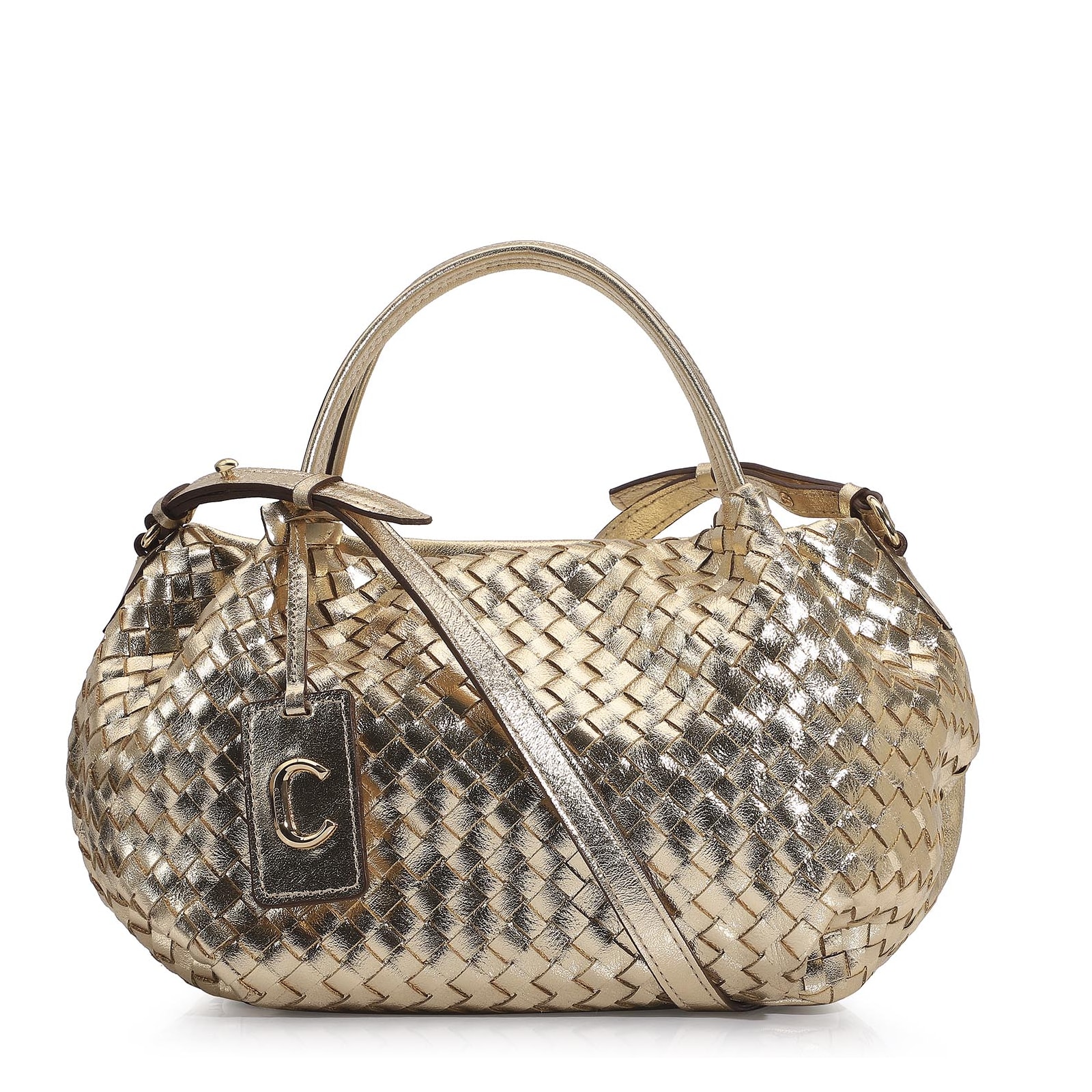 Bolsa Tote Tressê Couro Champagne