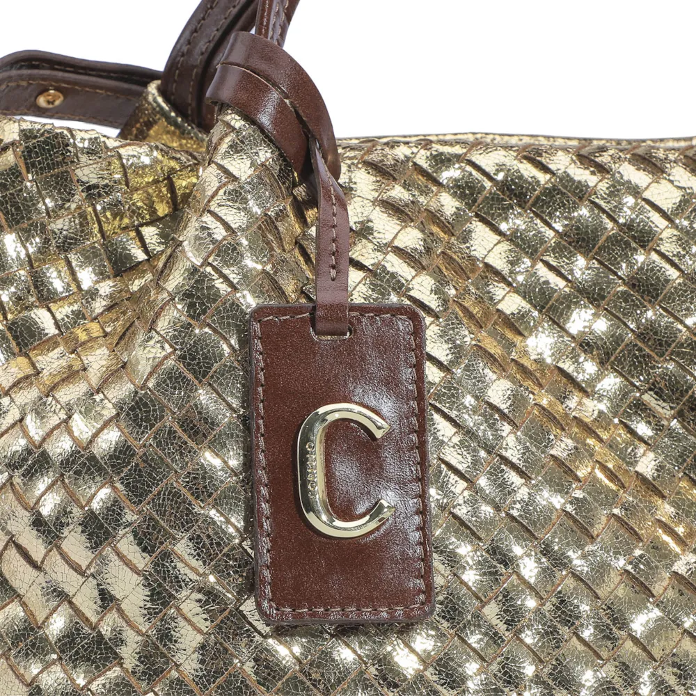 Bolsa Tote Tressê Couro Dourado - imagem 5