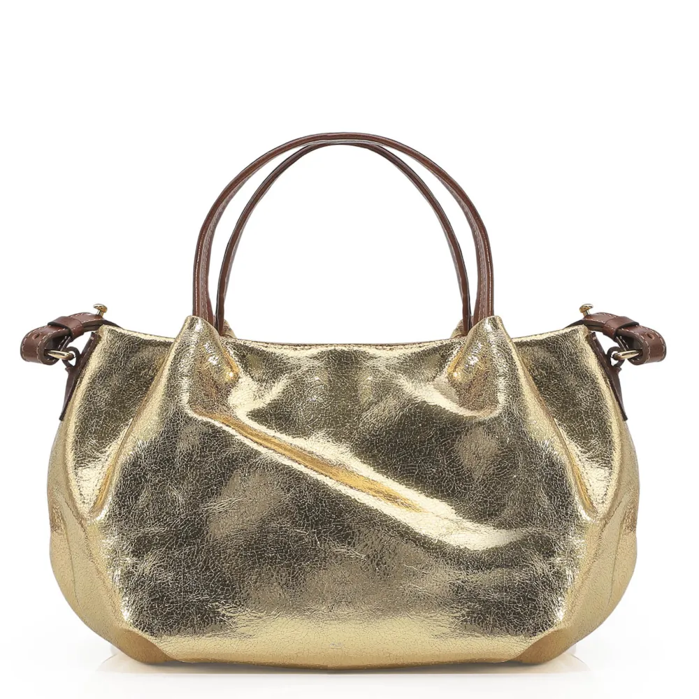 Bolsa Tote Tressê Couro Dourado - imagem 3