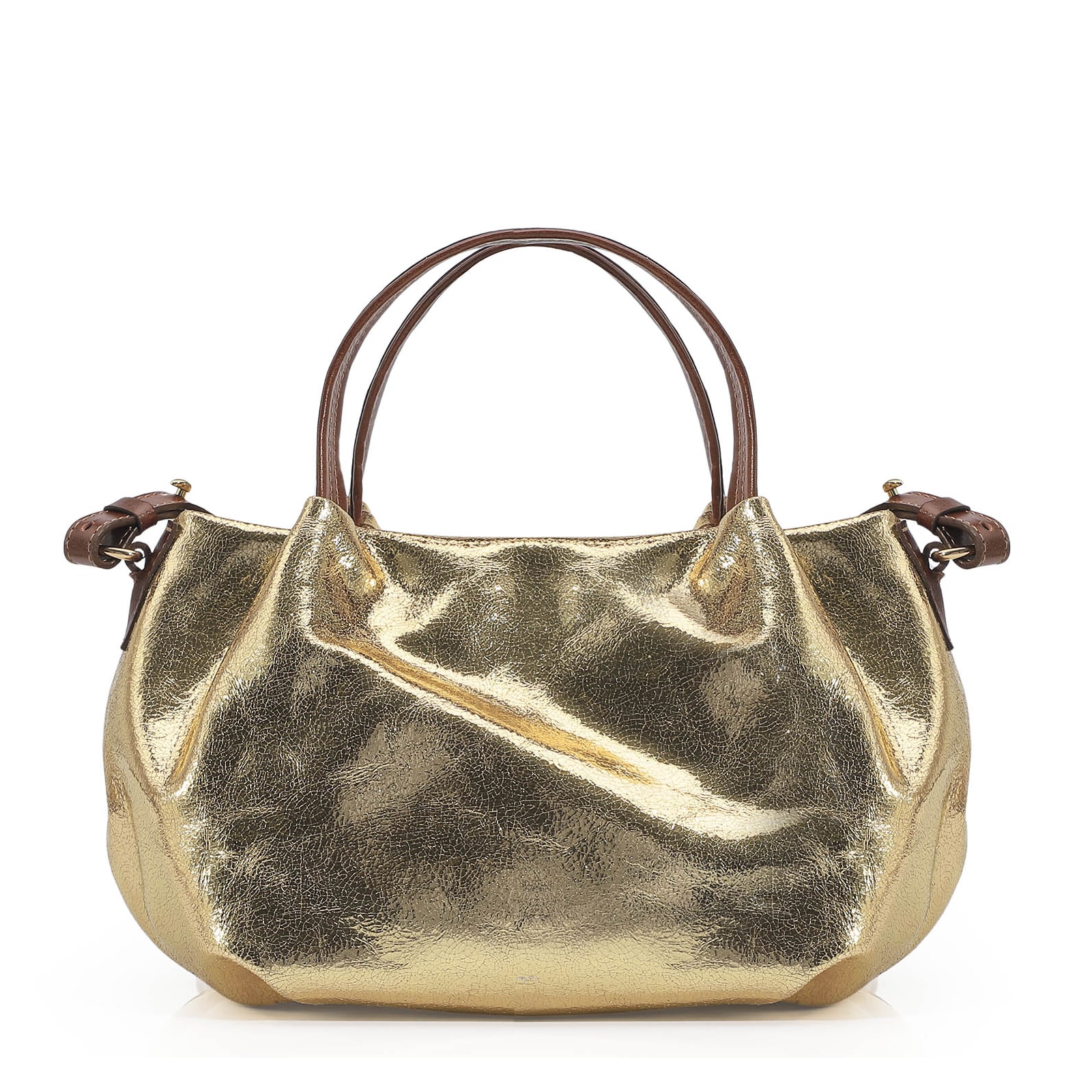 Bolsa Tote Tressê Couro Dourado