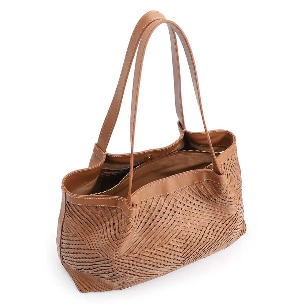 Bolsa Tote Tressê Couro Marrom - imagem 4