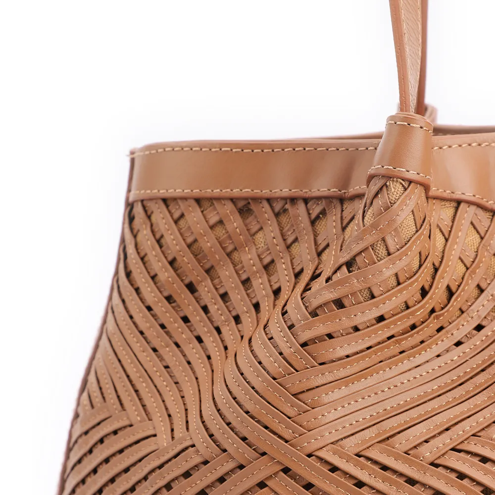 Bolsa Tote Tressê Couro Marrom - imagem 7