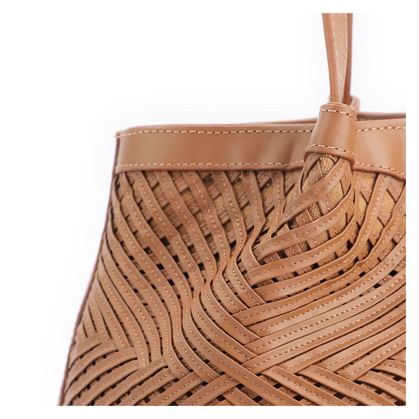 Bolsa Tote Tressê Couro Marrom
