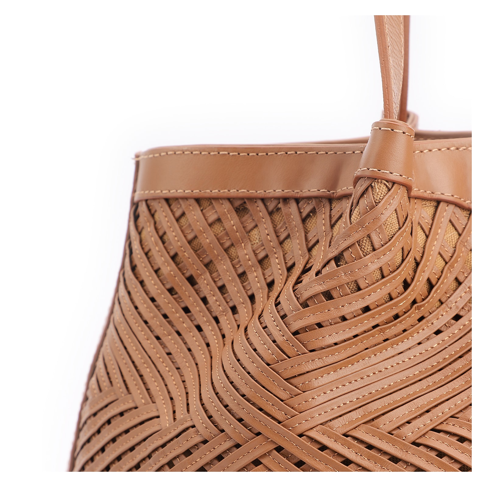 Bolsa Tote Tressê Couro Marrom
