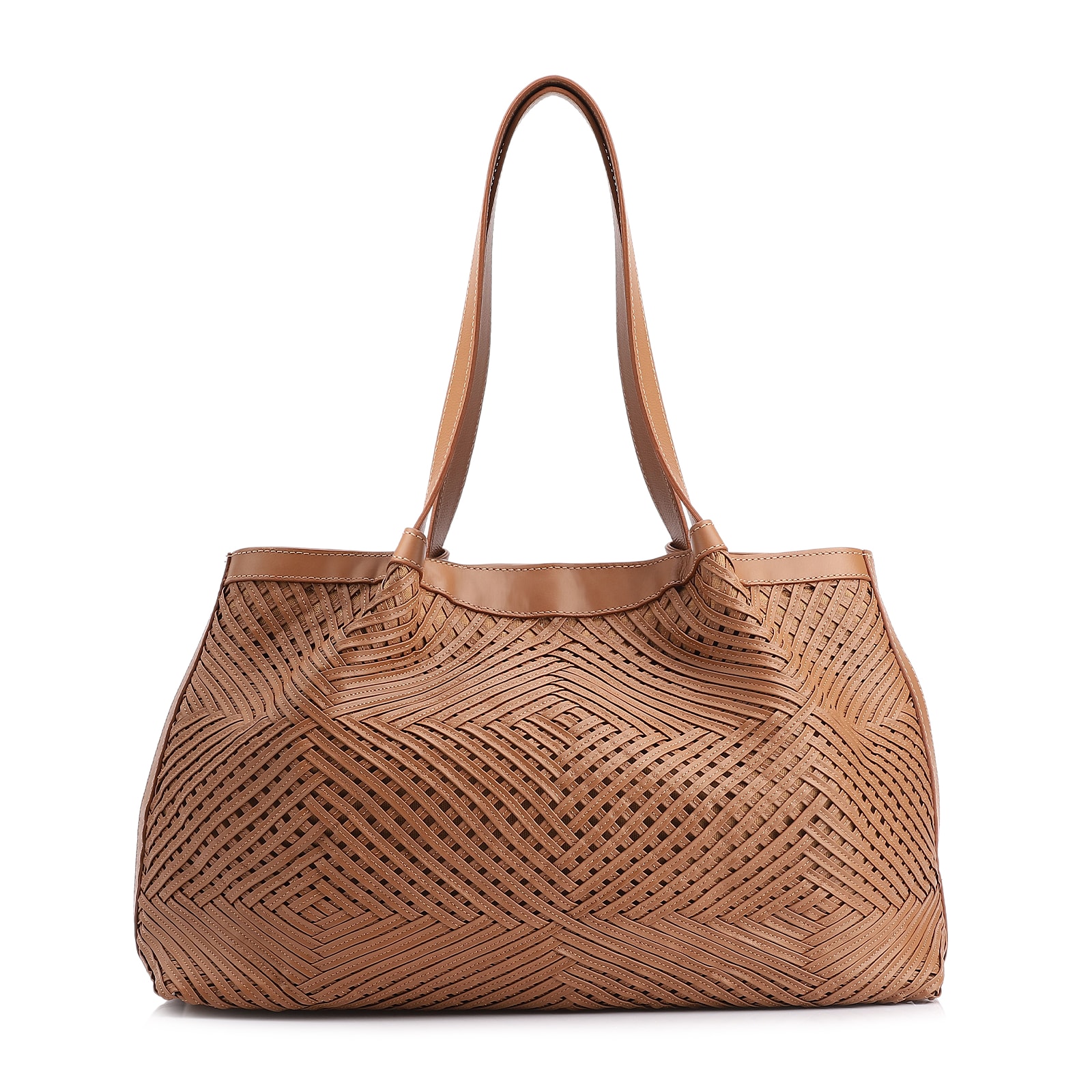 Bolsa Tote Tressê Couro Marrom