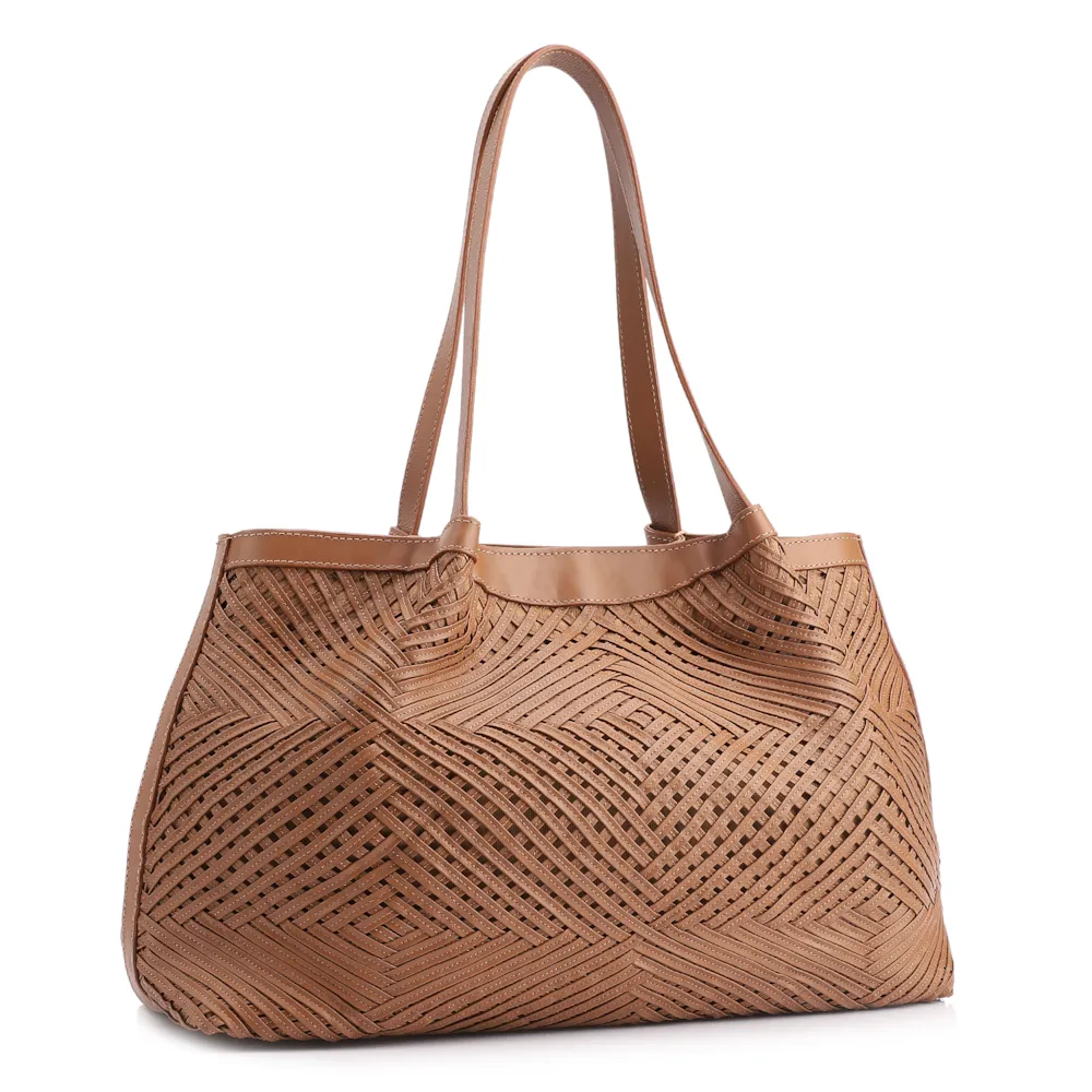Bolsa Tote Tressê Couro Marrom - imagem 2