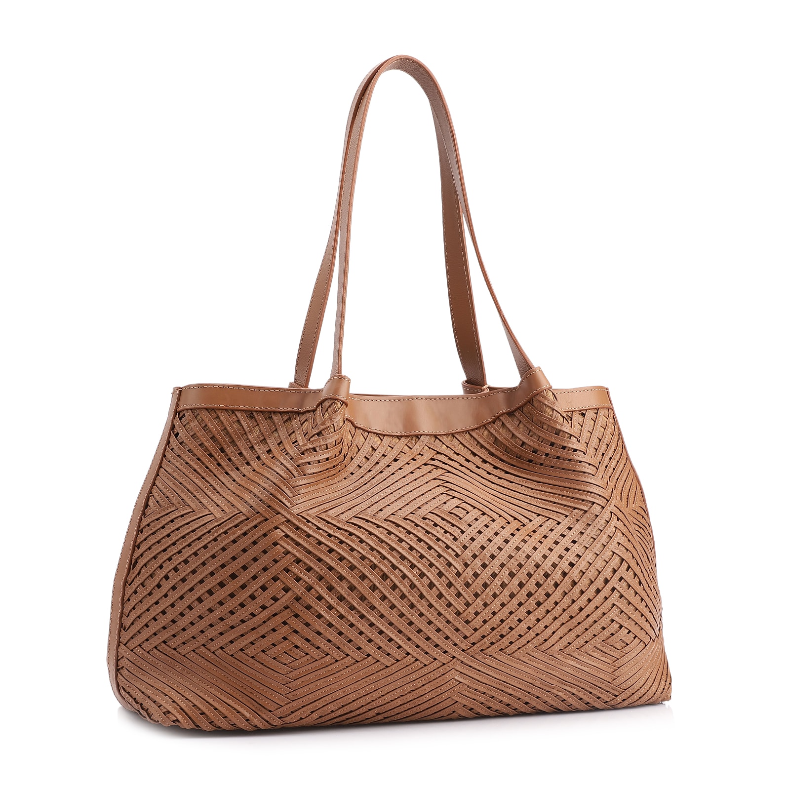 Bolsa Tote Tressê Couro Marrom