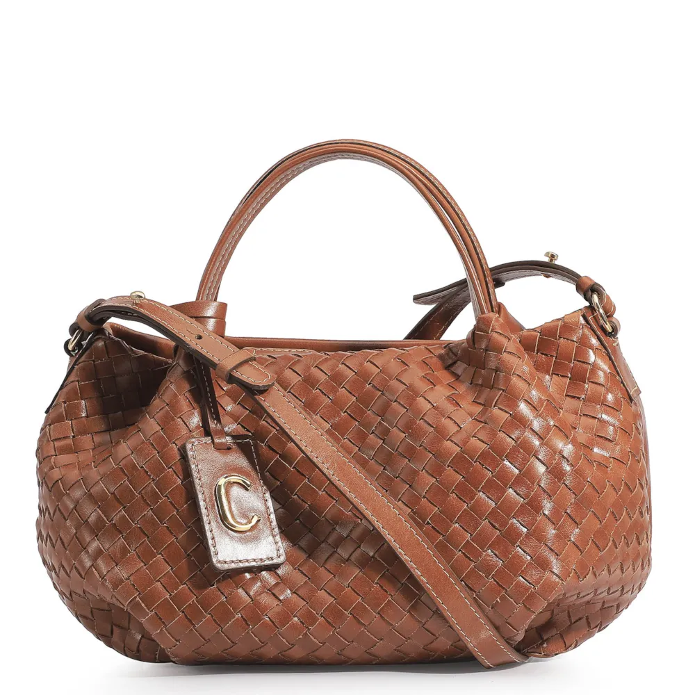 Bolsa Tote Tressê Couro Marrom