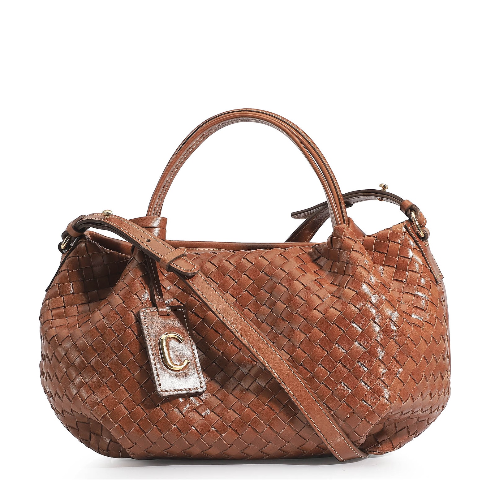 Bolsa Tote Tressê Couro Marrom