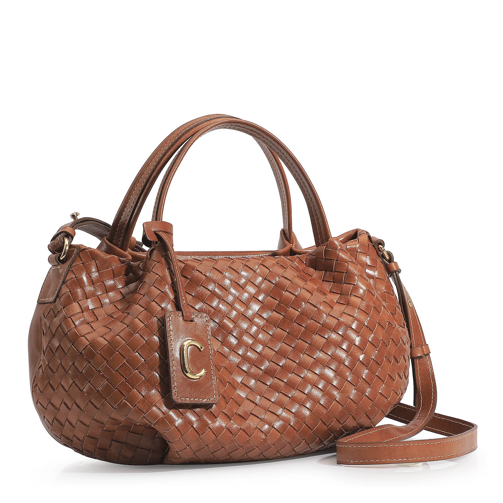 Bolsa Tote Tressê Couro Marrom