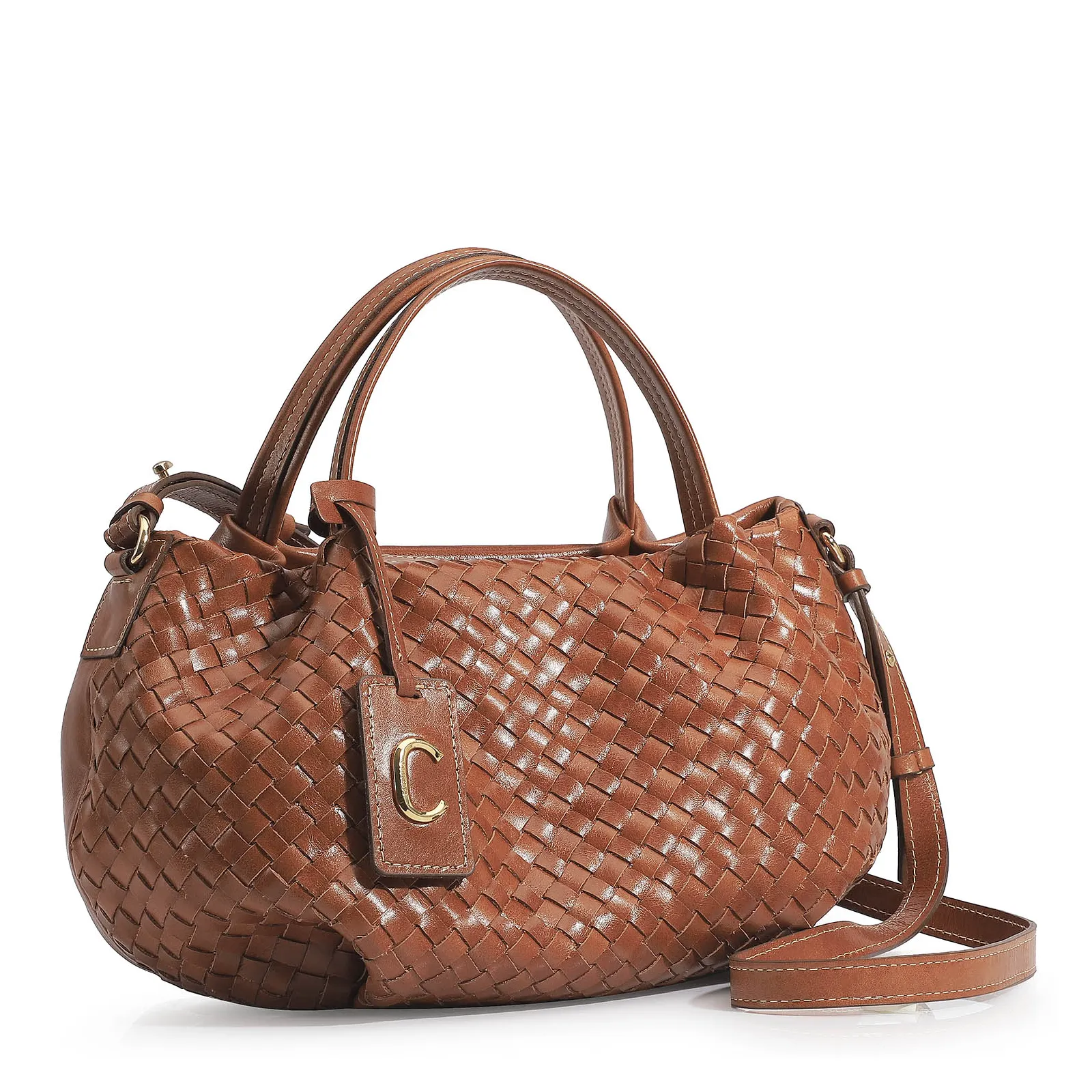 Bolsa Tote Tressê Couro Marrom