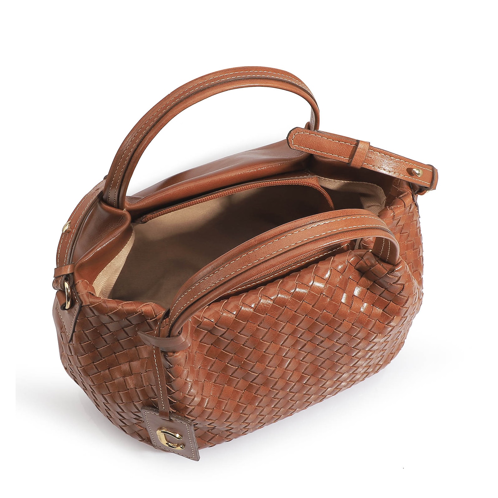 Bolsa Tote Tressê Couro Marrom