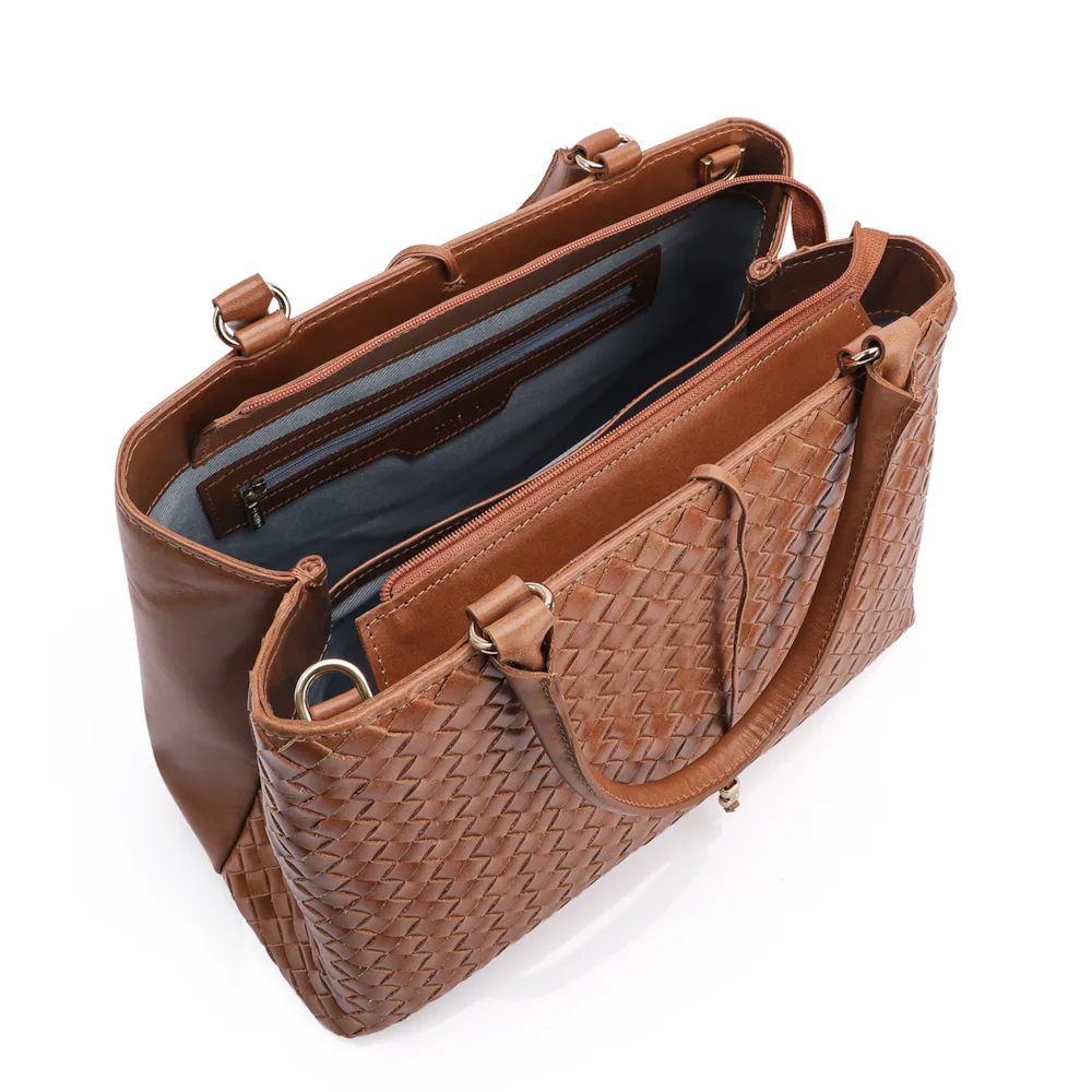 Bolsa Tote Tressê Couro Marrom - imagem 4