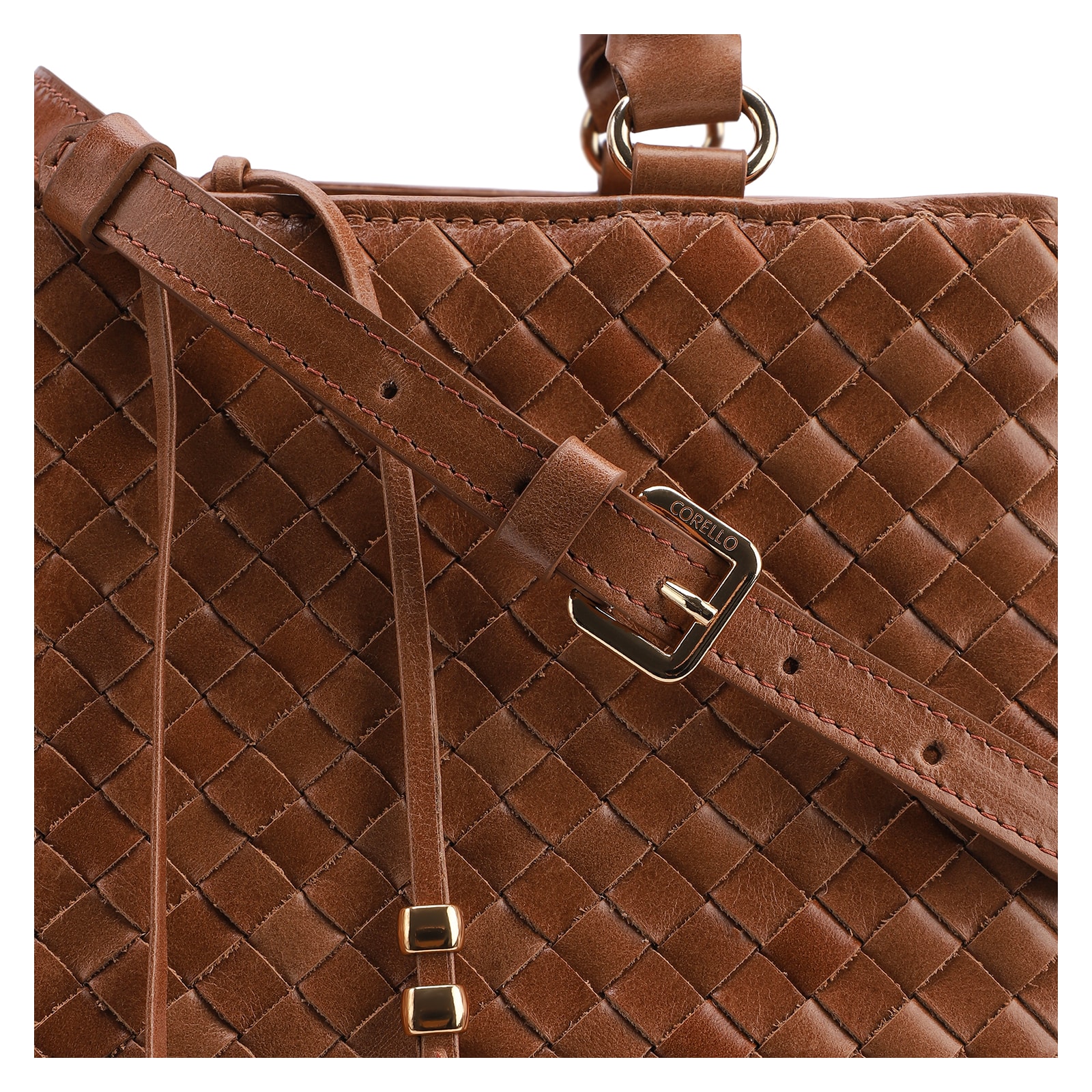 Bolsa Tote Tressê Couro Marrom
