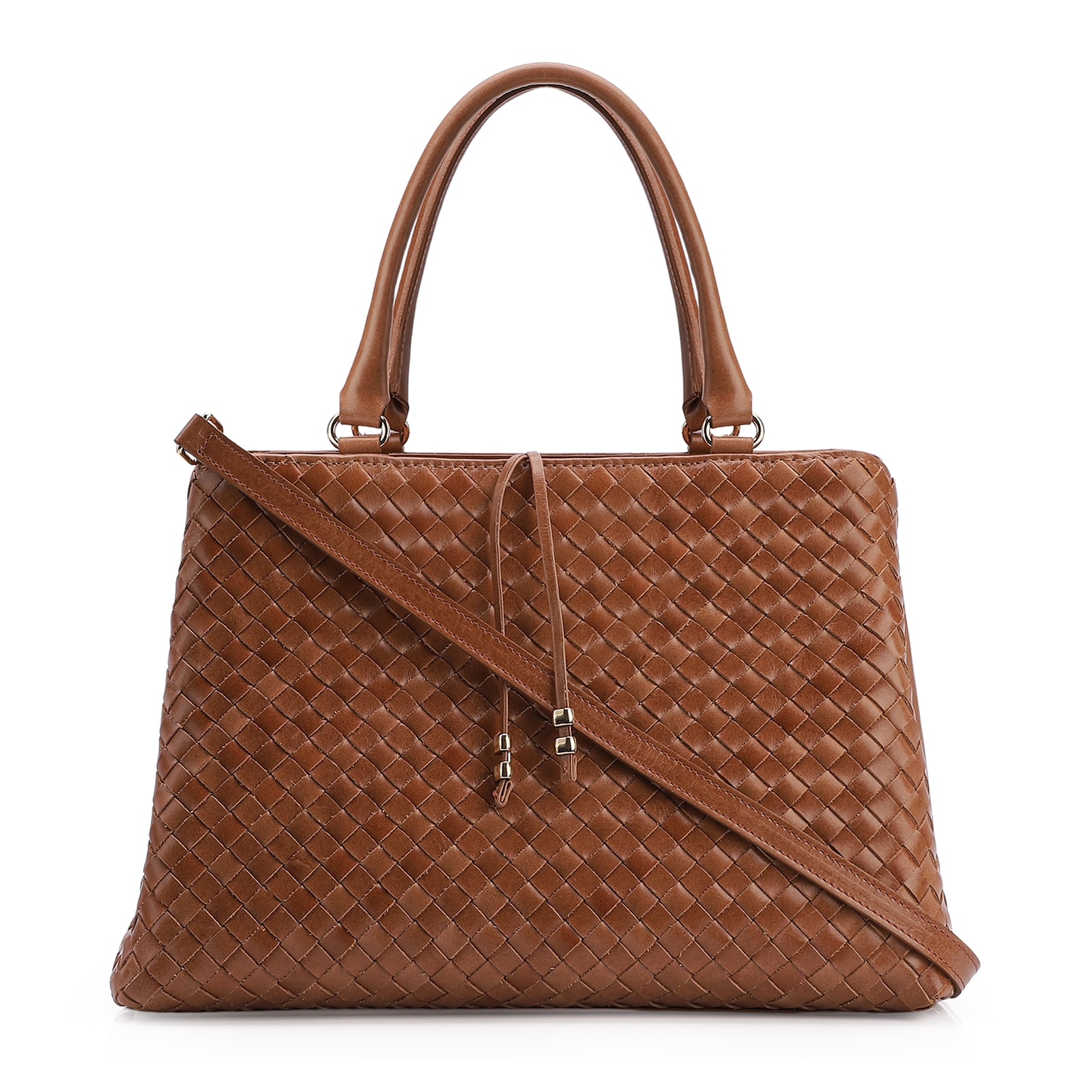 Bolsa Tote Tressê Couro Marrom