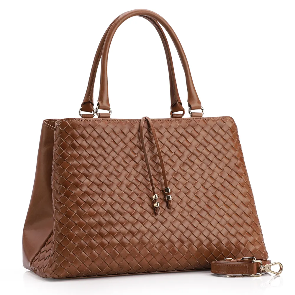 Bolsa Tote Tressê Couro Marrom - imagem 2